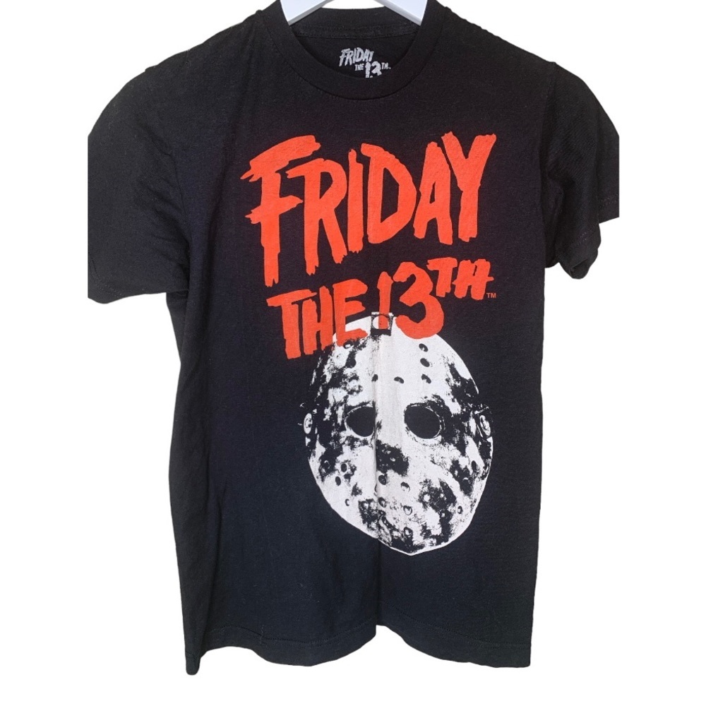 FRIDAY THE 13TH Graphic Friday The 13th Jason Print Cap Sleeve Tee Black Small